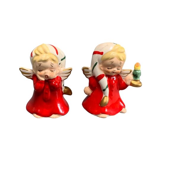 Vintage 1950s Lefton Ceramic Sleepy Angel Salt & Pepper Shakers